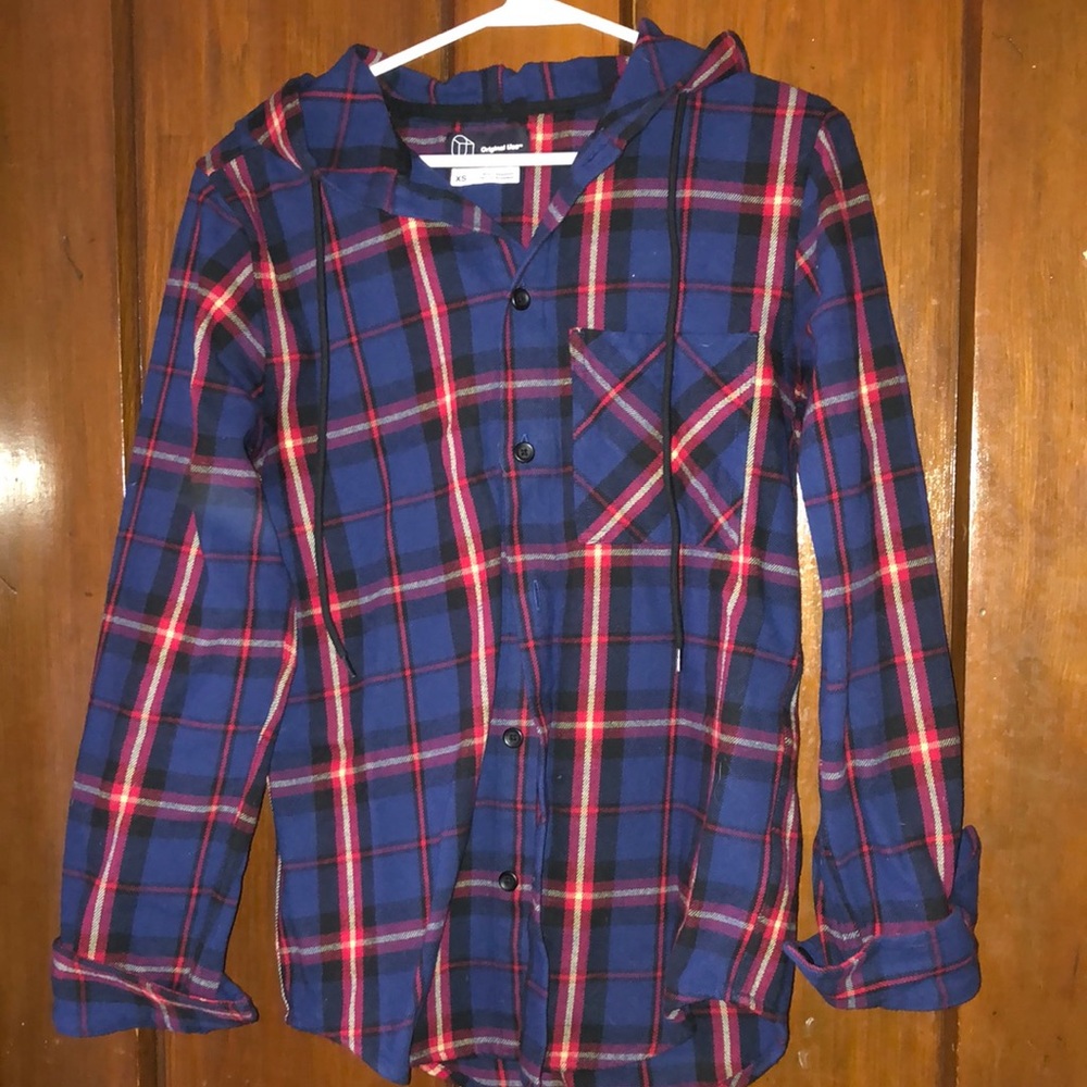 Hooded flannel shirt